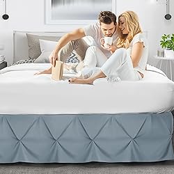 Nestl Stone Blue Bed Skirt Full Size, Pinch Pleat