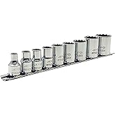 JET SAE Socket Set - 3/8" Drive 12 Point Sockets with Socket Rail - 9 Pieces