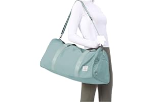 BJLFS Light Blue Yoga Women Tote Bag Large Shoulder Bag Top Handle Handbag with Yoga Mat Buckle, Shoe Compartment and Wet Dry Storage Pockets for Gym, Work, Sport