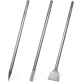 24" SDS Plus 3pc Set - 3" Scaling Chisel, 1" Flat Chisel &amp; Point Chisel | 40Cr Steel, Tile Removal Tool Compatible with SDS Plus Hammer Drill - SDS Plus Bits
