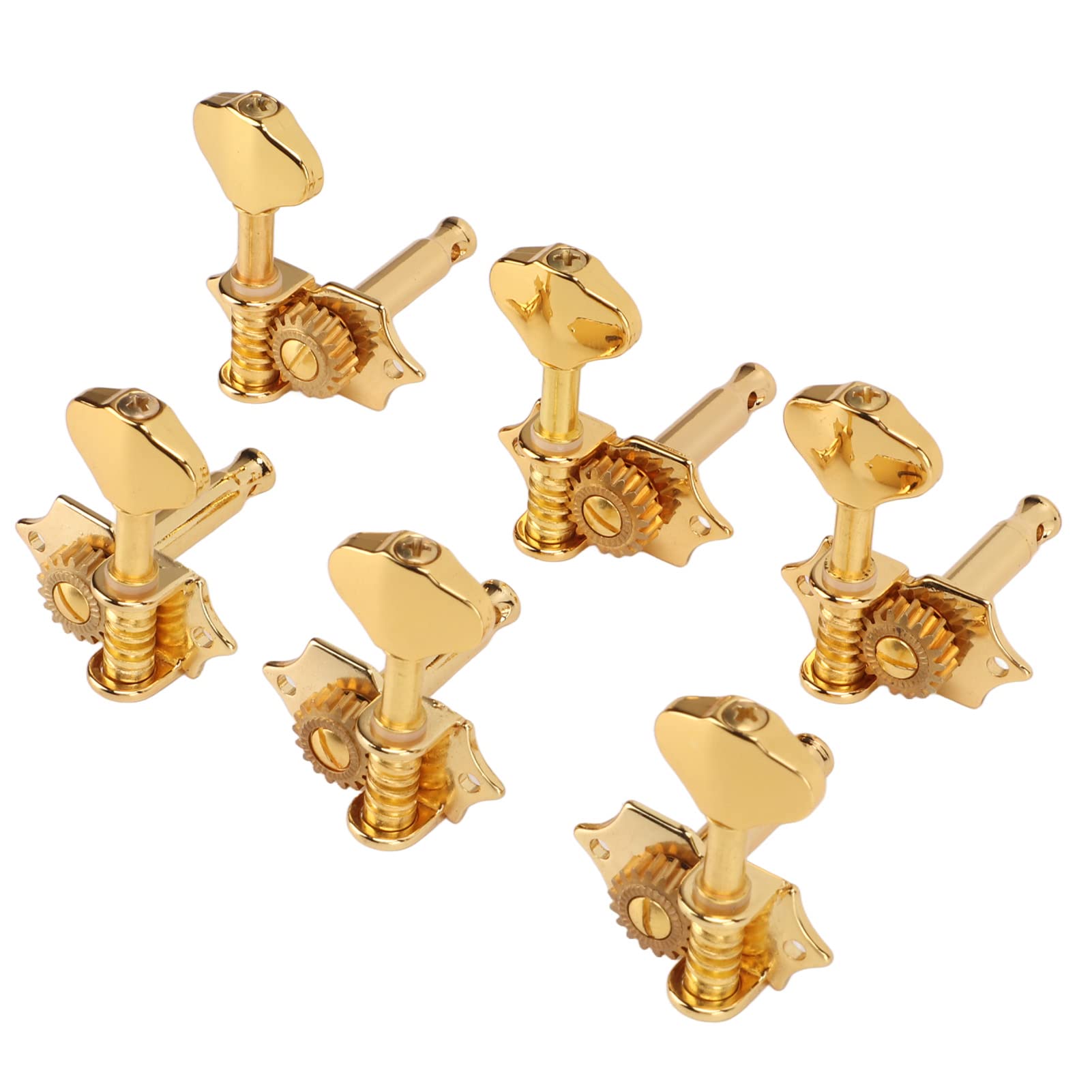 Eujgoov Guitar Tuning Key - 3 Left 3 Right Machine Heads with 1:18 Gear Ratio, String Tuning Pegs for Electric or Acoustic Guitar, Gold Color