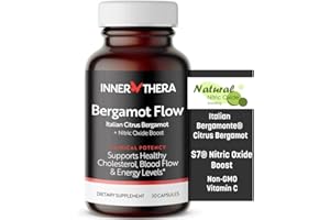 INNERTHERA Bergamot Flow Italian Citrus Bergamot + S7 Nitric Oxide, Bergamot Supplement for High Cholesterol - Increase Blood Flow, Circulation & Energy Levels - Made with Patented Italian Bergamonte Extract