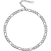 U7 Women Girls Barefoot Jewelry 18K Gold or Rose Gold Stainless Steel Heart/Rope/Figaro/Cuban Chain Anklet Foot Bracelet, 25-30 CM Long