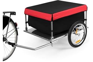 IRONMAX Bike Cargo Trailer, Folding Wagon Cart with 16'' Wheels & Waterproof Cover, Heavy Duty Bicycle Trailer Cargo Carrier 