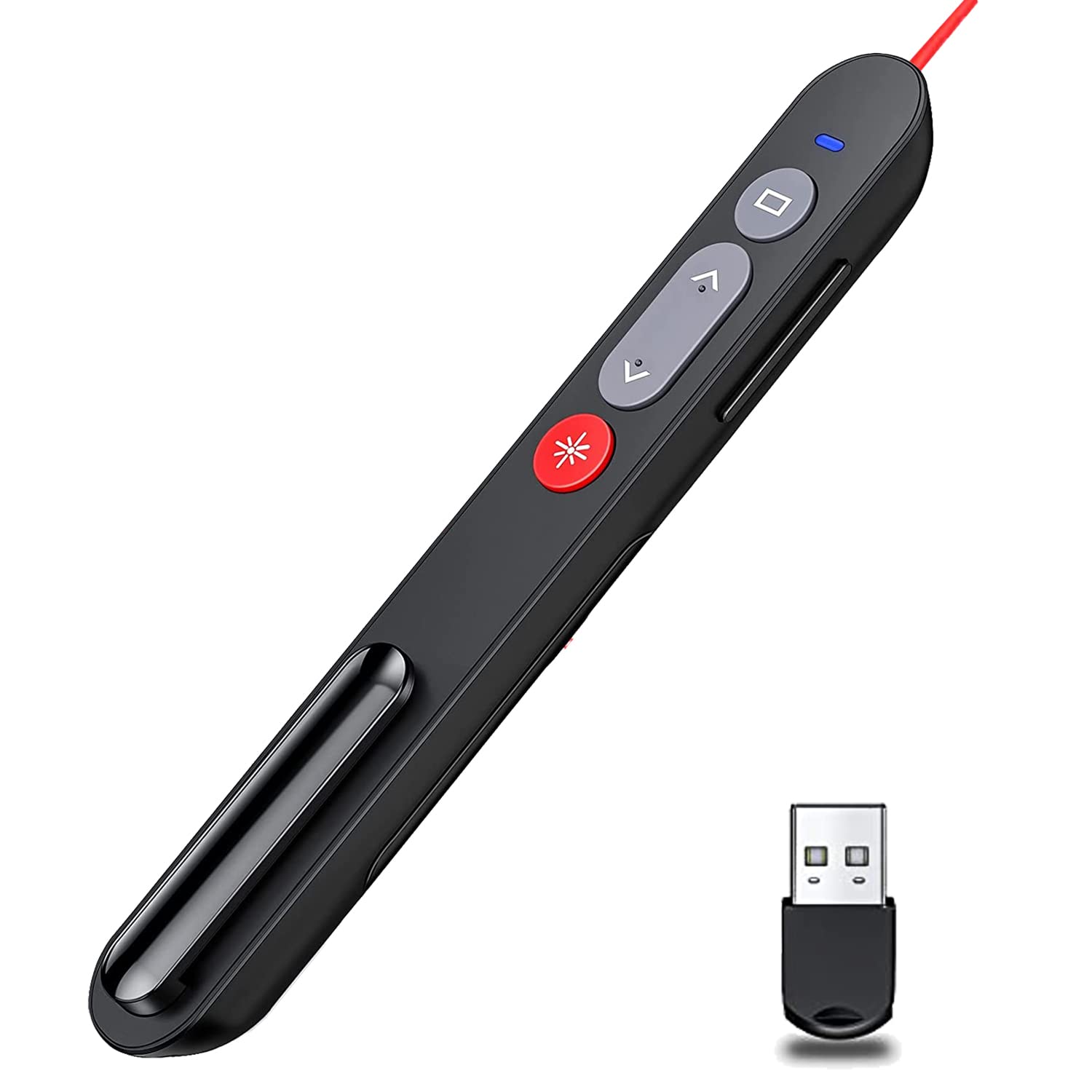 Busdeals Presentation Clicker, Multi-Media Presentation Teaching Pen with Red Light, Hyperlink, Volume Control, 2.4GHz Wireless Laser Page Turning Pen for Teaching, Presentation, Office