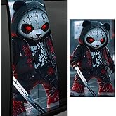 Leniutor 1 Pair Halloween Themed Car B-Pillar Decals, Horror Killer Waterproof Vinyl Car Center Pillar Stickers, Panda Killer Car Window Door Sticker Decal 11" x 18.9" (Evil Panda)