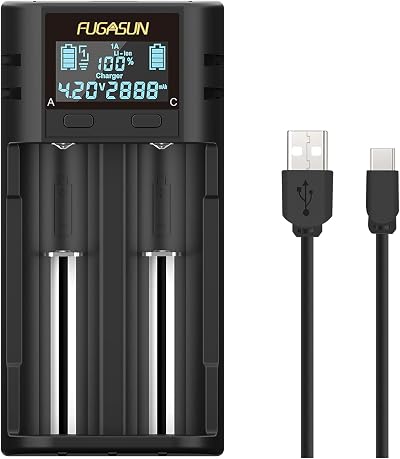 FUGASUN LCD Intelligent Battery Charger for 18650 21700 26650