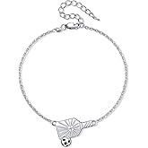 UCADRIT Pickleball Bracelets for Women Sterling Silver Sports Bracelets Pickleball Jewelry Gifts for Sports Lovers