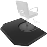 Saloniture 5 ft. x 4 ft. Salon &amp; Barber Shop Chair Anti-Fatigue Mat - Black Hexagon - 1 in. Thick
