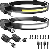 Maraiss Headlamp Rechargeable 2 Pack, Detachable 230° Wide Beam LED 2 in 1 Head Lamps with Motion Sensor, Hard Hat Head Lamp for Adults, 7 Modes Headlight for Mechanics, Hiking, Outdoor Work