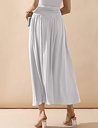 DOUBLJU Casual High Waisted Maxi Skirts with Pocket