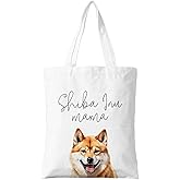 ZYQFN Shiba Inu Mama Canvas Tote Bag for Women, Dogs Lover Gift for Dog Mom, Birthday Christmas Cute Shiba Inu Gifts For Women, Tote Bag for Work College Travel. (094)