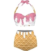 Jndtueit Butterfly Women's Retro Ruched Ruffle High Waist Bikini Set, Flag Tankini Swimsuits Tummy Control Swimwear