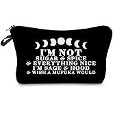 Livel lhood Moon Phase Witch Gifts Stuff Makeup Bag Small Organizer Zipper Pouch Funny Witchcraft Purse Meditation Halloween Birthday Gifts for Women I'm Not Sugar Spice