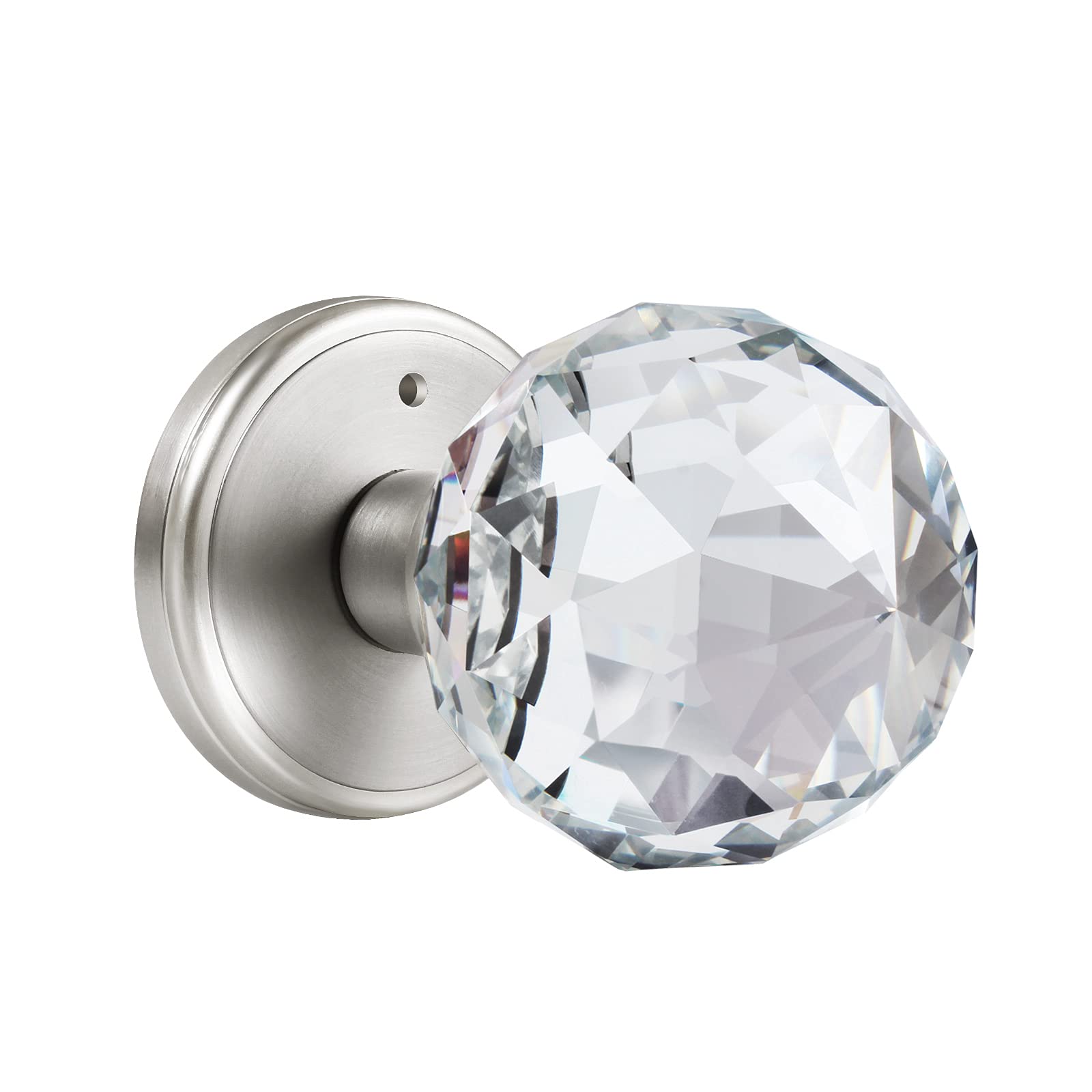 Photo 1 of CLCTK Crystal Glass Door Knobs Interior, Premium Bathroom Bedroom Door Knobs with Lock, Satin Nickel Door Knobs