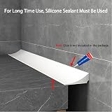 Zayejod 39Inch Silicone Shower Threshold Water Barrier White 2.5cm view 3