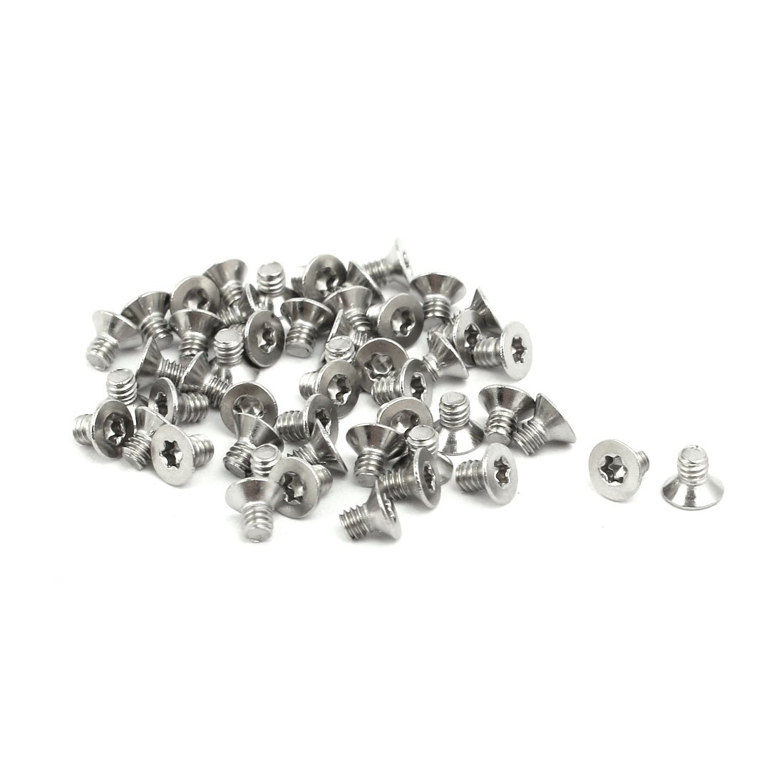 Sourcingmap M2x3mm T6 304 Stainless Steel Flat Torx Head Screw 50pcs