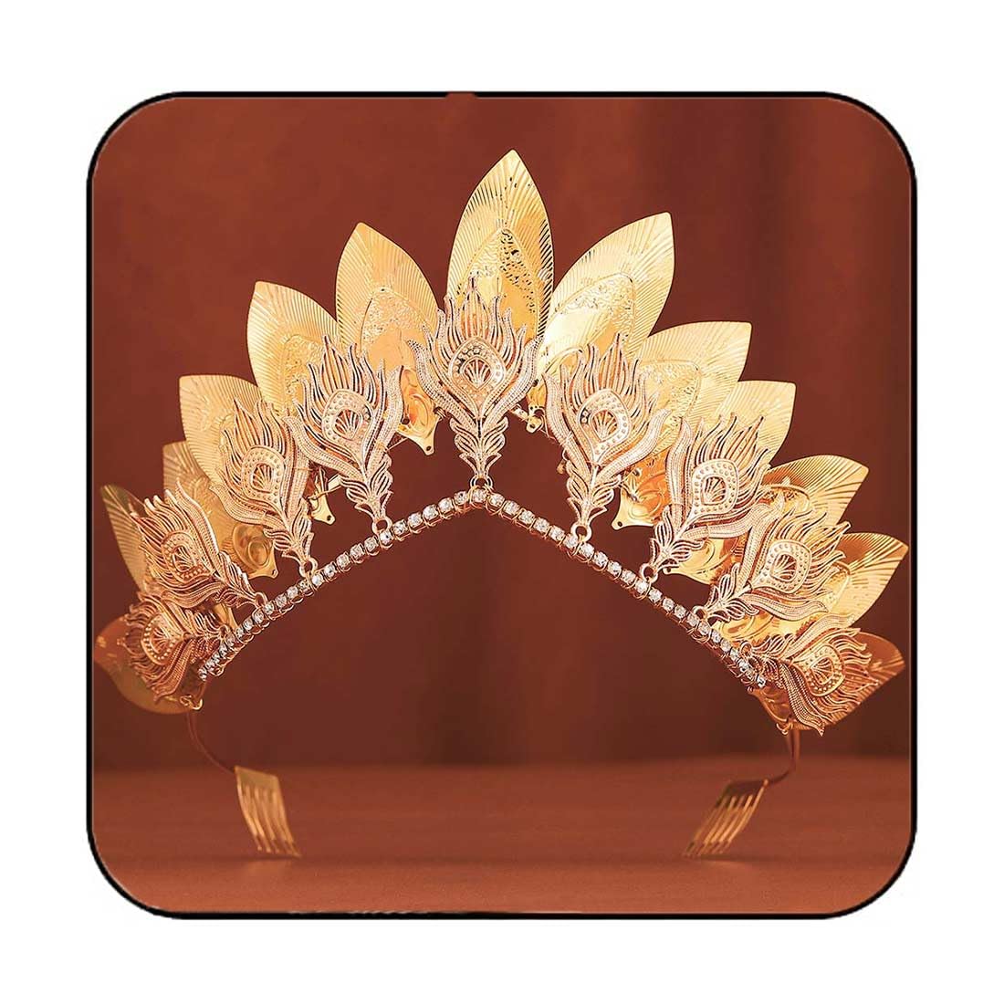 Photo 1 of Gortin Gold Leaf Crown Wedding Headband Goddess Halo Crown and Tiara Bridal Princess Headpiece Costume Headwear Hair Accessories for Women