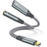 USB C to 3.5mm Headphone and Charger Adapter, 2-in-1 USB Type C to Aux Jack Dongle Cable with PD 60W Fast Charging for iPhone