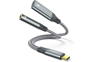 JXMOX USB C to 3.5mm Headphone and Charger Adapter, 2-in-1 USB Type C to Aux Jack Dongle Cable with PD 60W Fast Charging for iPhone 15 16 Pro Max Plus, Samsung Galaxy S22 S23 S24 Ultra, Note 20, iPad Pro