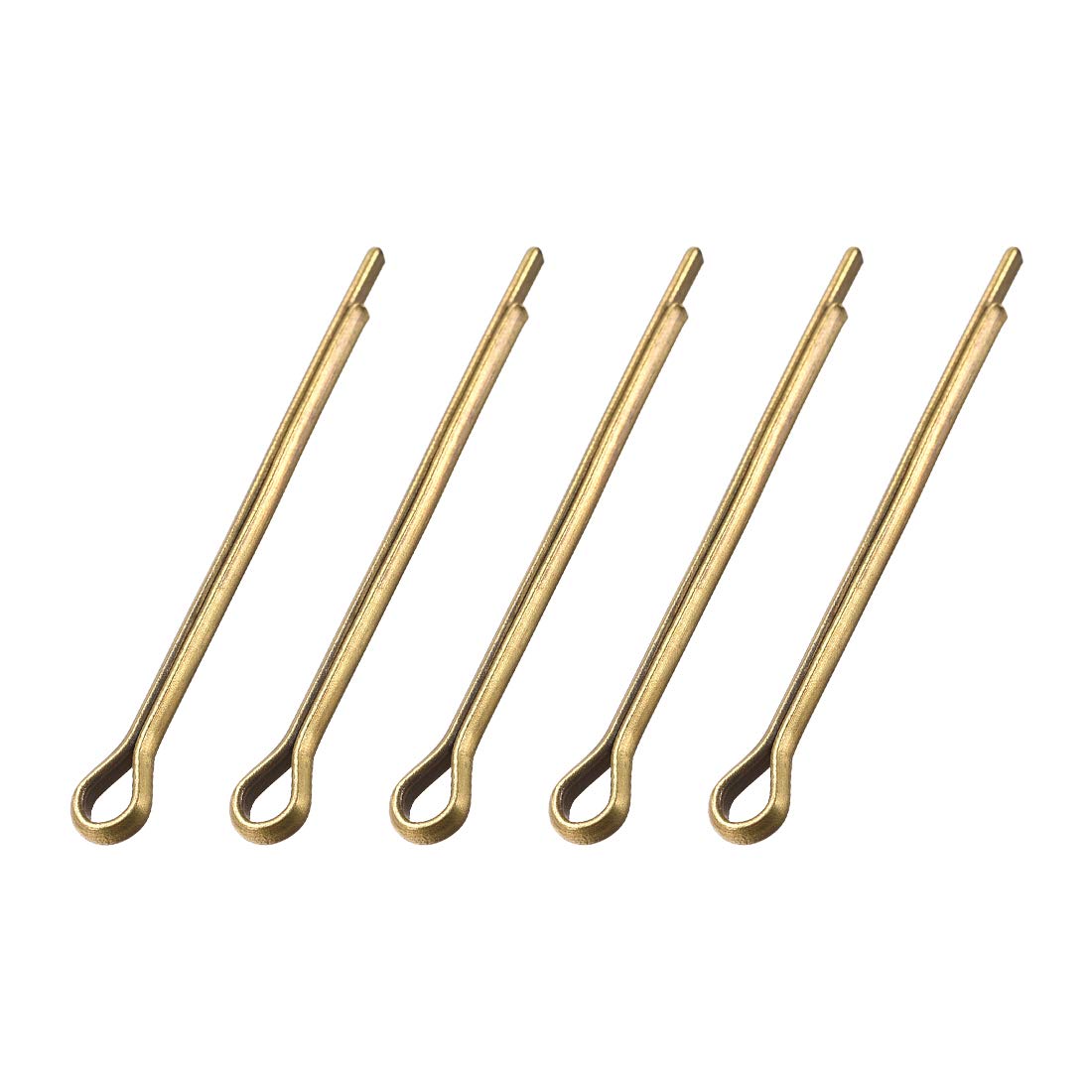 sourcing map Split Cotter Pin - 3mm x 40mm (1/8 inch x 1 37/64 inch) Solid Brass 2-Prongs Gold Tone Fastener Clip Key 5Pcs