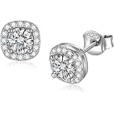 Vryssky Moissanite Stud Earrings D Color VVSI Lab Created Moissanite 925 Sterling Silver Halo Earrings Jewelry Gift for Women Men