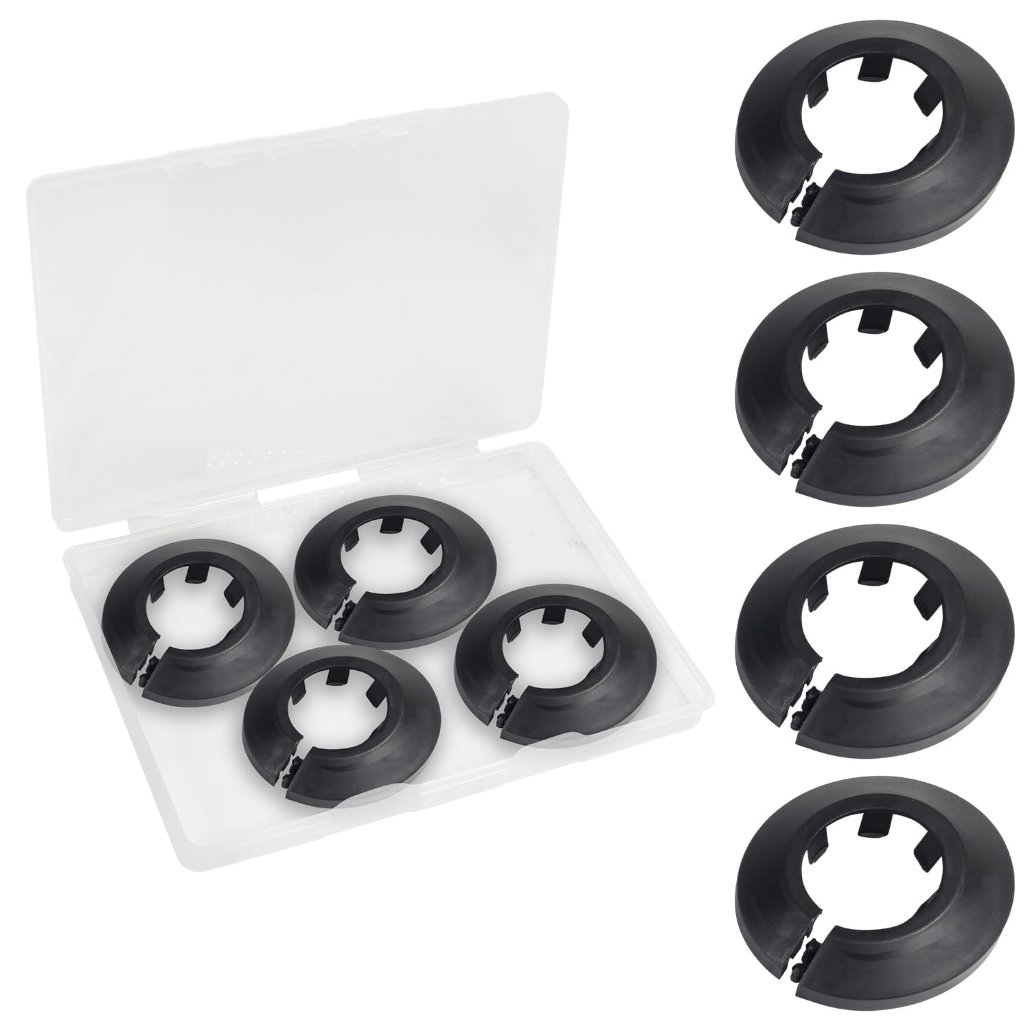MroMax 25mm Pipe Cover, Black Pipe Collar Flange Pipe Hole Collars for Radiator, Wall Pipe Tube Decoration 4pcs