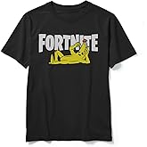 Fortnite Boy's Peel Yourself Logo T-Shirt Black Tee Featuring Peely - Officially Licensed Kids Fort nite Shirt - Boys 8-12