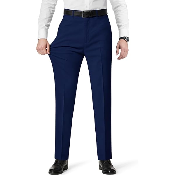 Pacific Perfect Mens Dress Pants Slim Fit Stretch Dress Pants Black Slacks Suit  Trousers with Expandable Waist for Business Casual, 28Wx28L at Amazon Men's  Clothing store