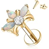 FUNLMO Labret Conch Helix Rook Tragus Cartilage Medusa Monroe Lip Nose Piercing Jewelry G23 Titanium 16G Internal Thread Flat Back Stud