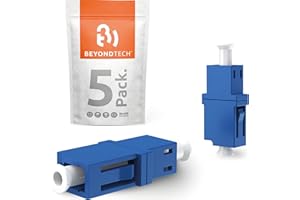 BEYONDTECH LC to LC Fiber Optic Coupler – Single Mode UPC Simplex Adapter – Female to Female Extender for LAN, SAN, WAN, FTTH Networks – Fiber Couplers Series, 5 Pack