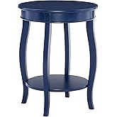 Powell Phipps Navy Blue Round Side Table with Shapely Legs and Shelf