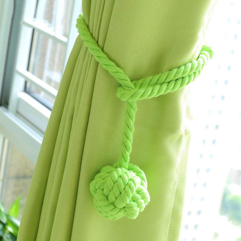 xingmo A Pair of Hand Knitting Curtain Rope Curtain Rope tie backs (Green, one ball)