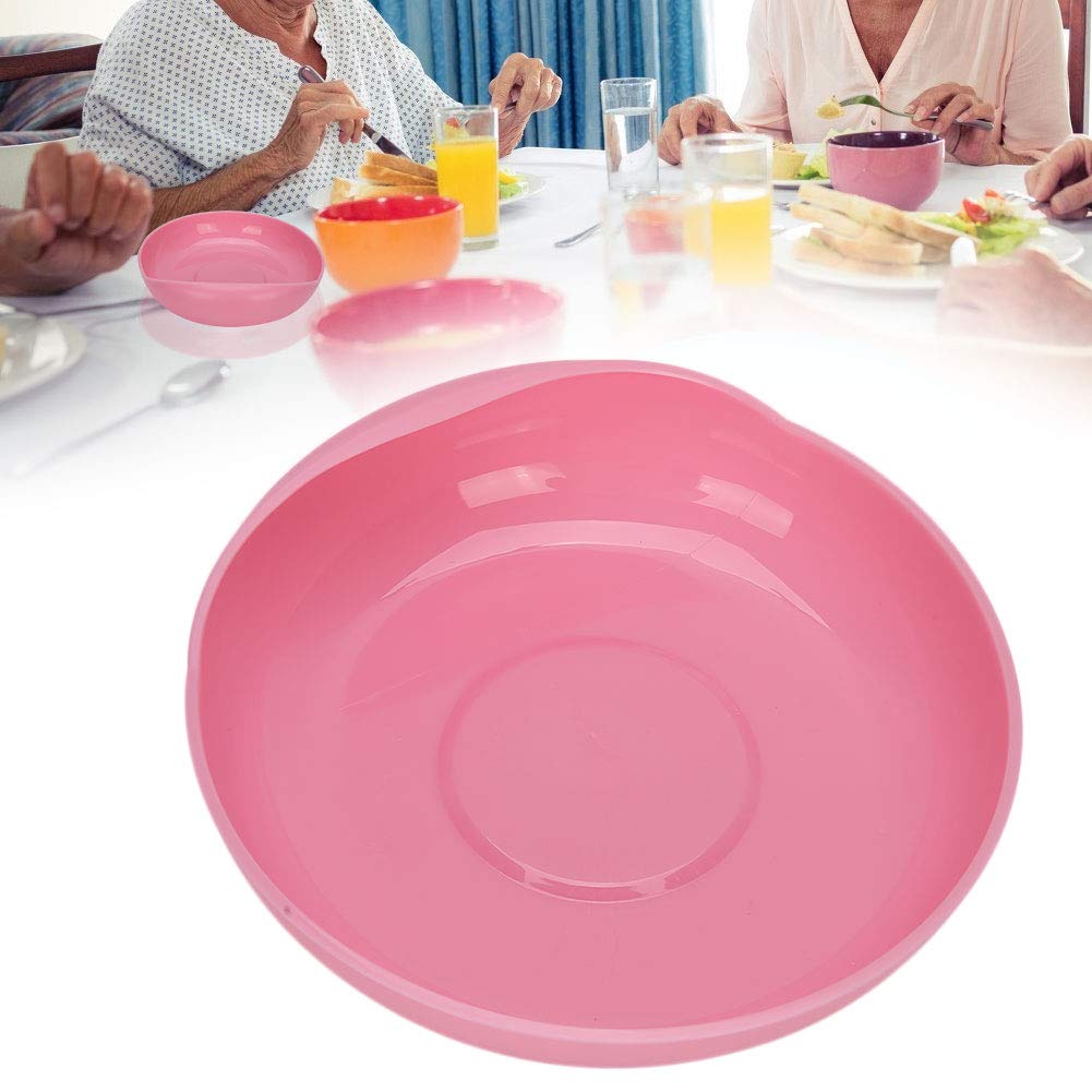 Round Scoop Dish, Elderly Care Spil Proof Plate with Suction Cup Base Disabled Non Slip Tableware for Independent Eating, Self-Feeding Aid