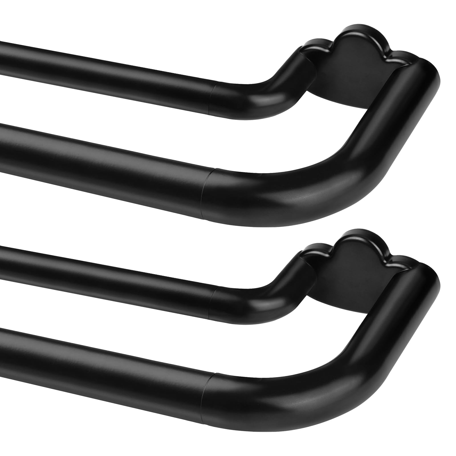 Photo 1 of Double Curtain Rods 2 Pack 48 to 84 Inches, HOTOZON Blackout Double Curtain Rods for Windows 36 to 80 Inches (3-6.6 ft), 6/8 Inches Wrap Around Room Darkening Telescoping Drapery Rod, Black