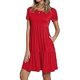 TAOHUADAO 2026 Summer Dresses for Women Short Sleeve Ruffle Casual Sundress with Pockets