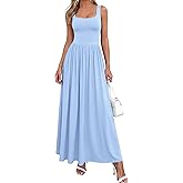 BTFBM Summer Dresses for Women 2026 Maxi Casual Square Neck Flowy Long Sundress Spring Wedding Guest Cocktail Dress