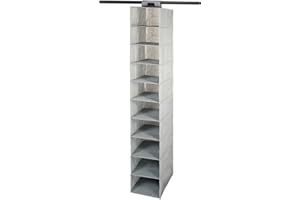 10-Tier Foldable Hanging Hat & Shoe Organizer, Non-Woven Fabric, Cardboard, Sticky Cloth, Charcoal, 650g, 250x230x50mm, Space