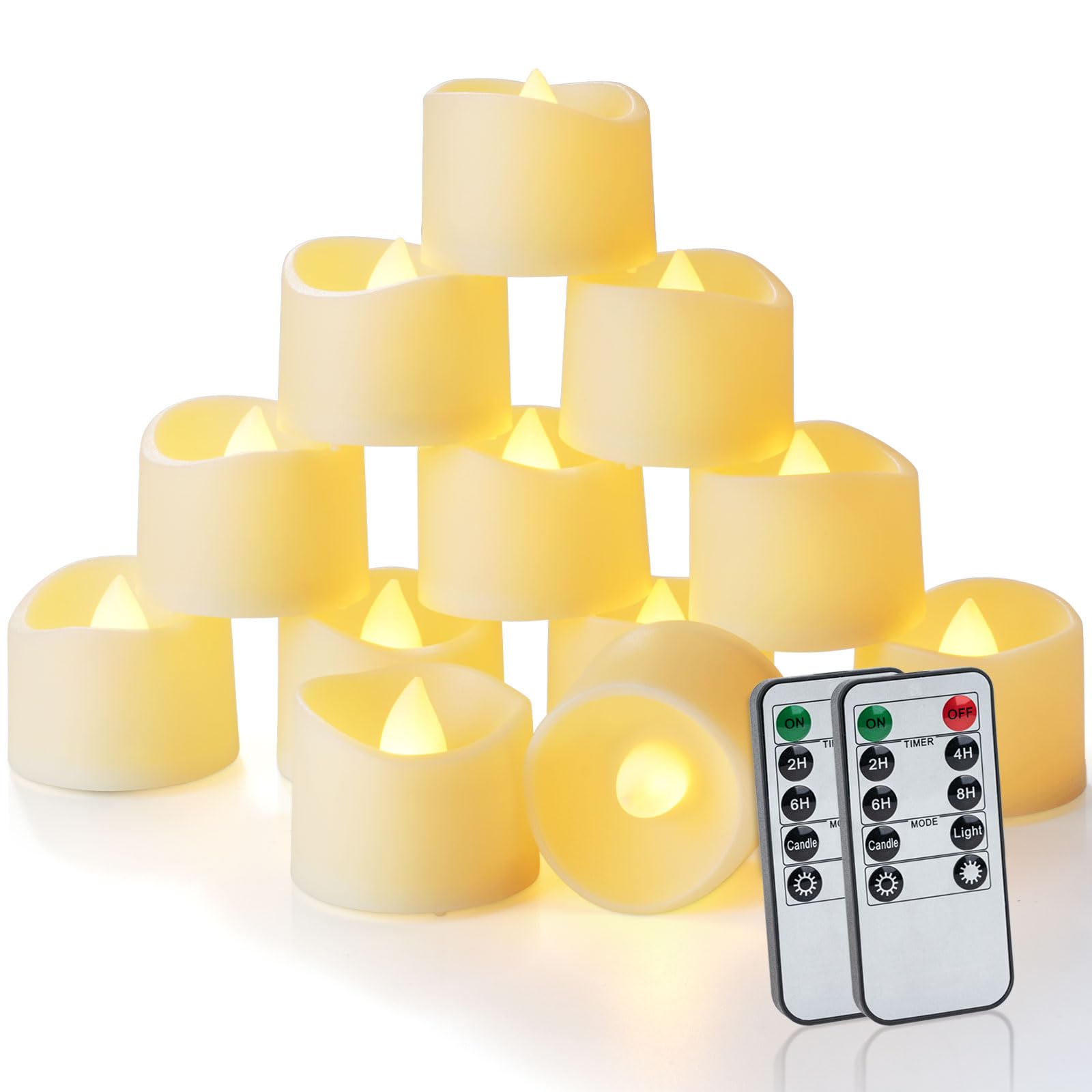 Photo 1 of Homemory 24pcs Remote Timer LED Tea Lights Candles, 400+Hours Flickering Flameless Battery Operated Votive Candles for Tabletop Lighting, Centerpieces Decor, Holiday Decor
