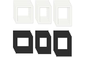 JIEYUMAO 30Pcs Picture Mats, 3 Sizes Core Bevel Cut Frame Mattes, Black White Picture Mats Photo Frame Mat Display Picture Fr