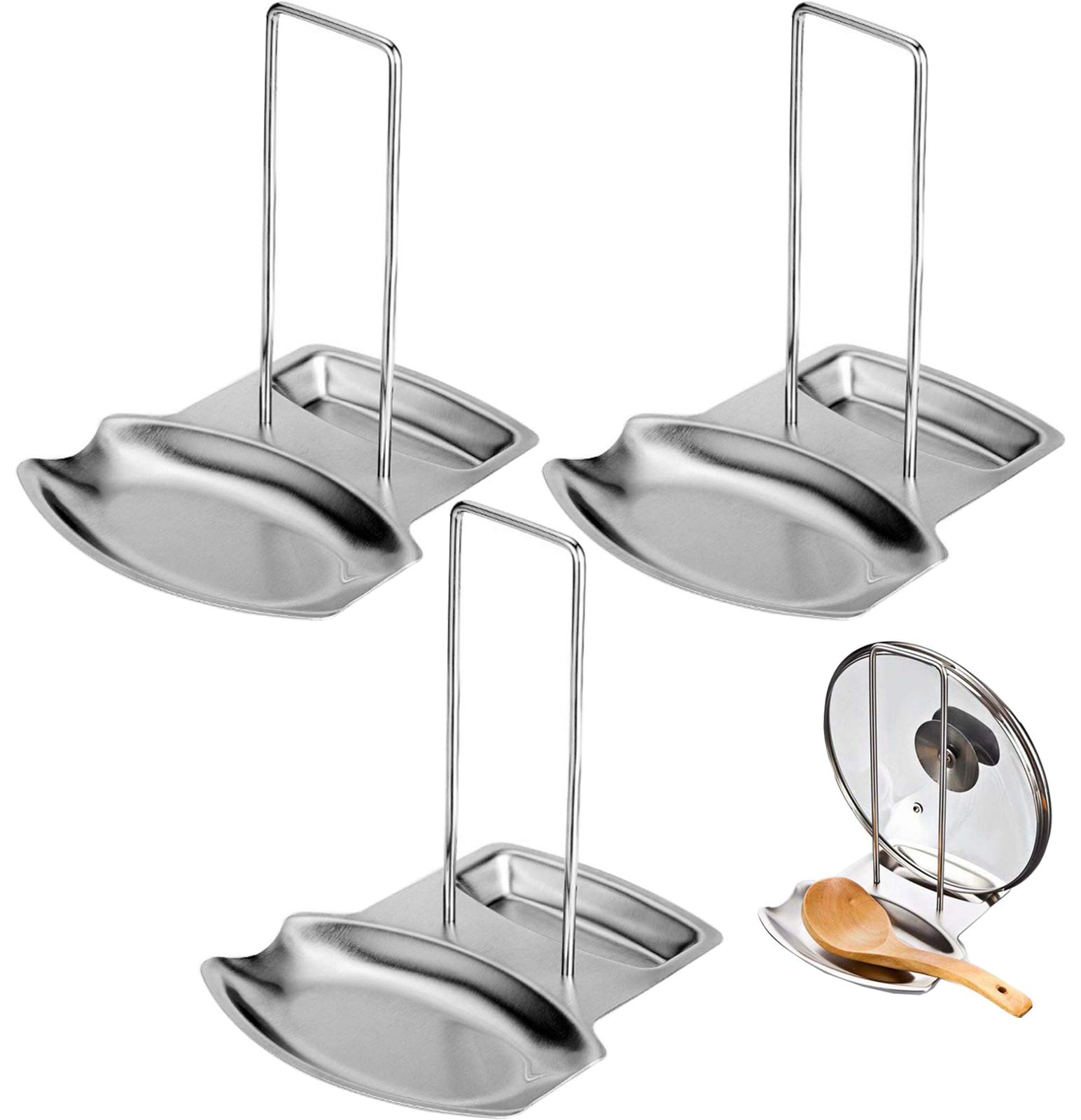 Photo 1 of Lawei 3 Pack Lid and Spoon Rest - Pot Lid Holders Stainless Steel Pan Lid Organizer for Pots Pans Spoons