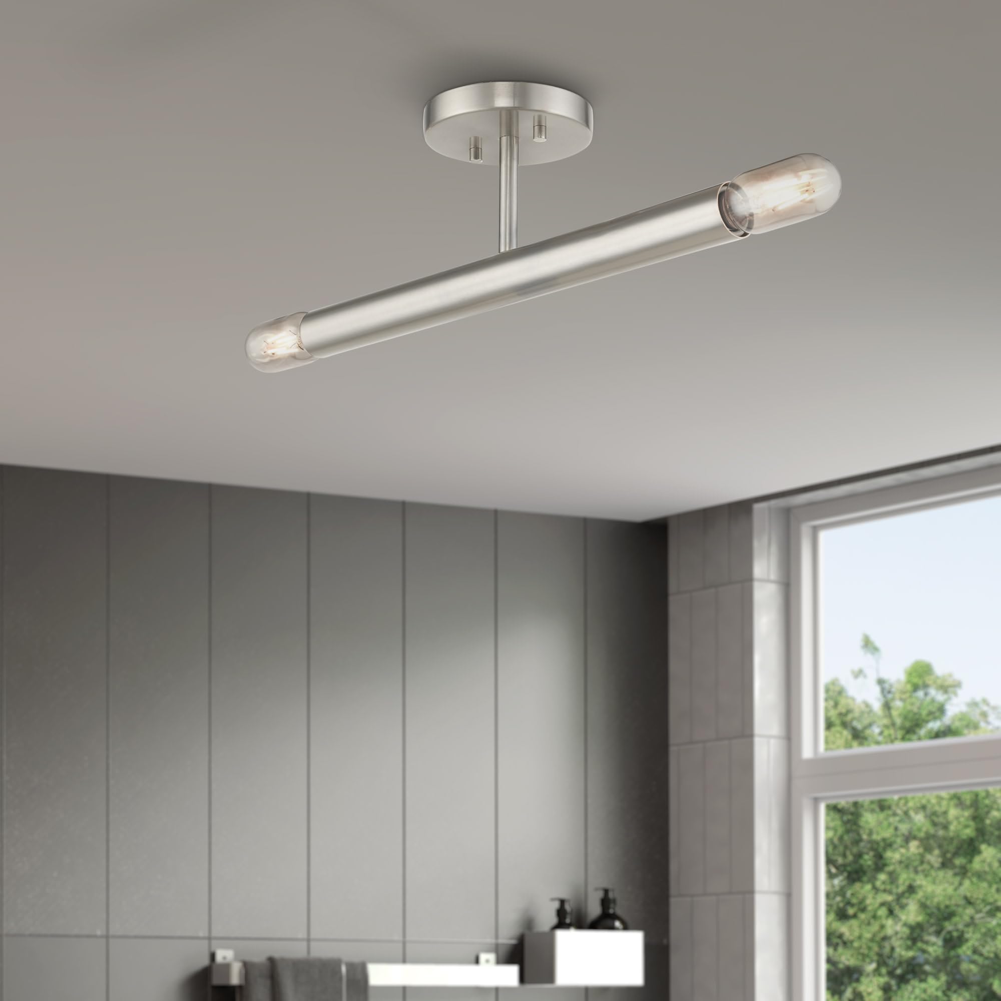 Condition photo showing New/Like New for livex lighting, 51139-07, copenhagen, semi-flush, bronze