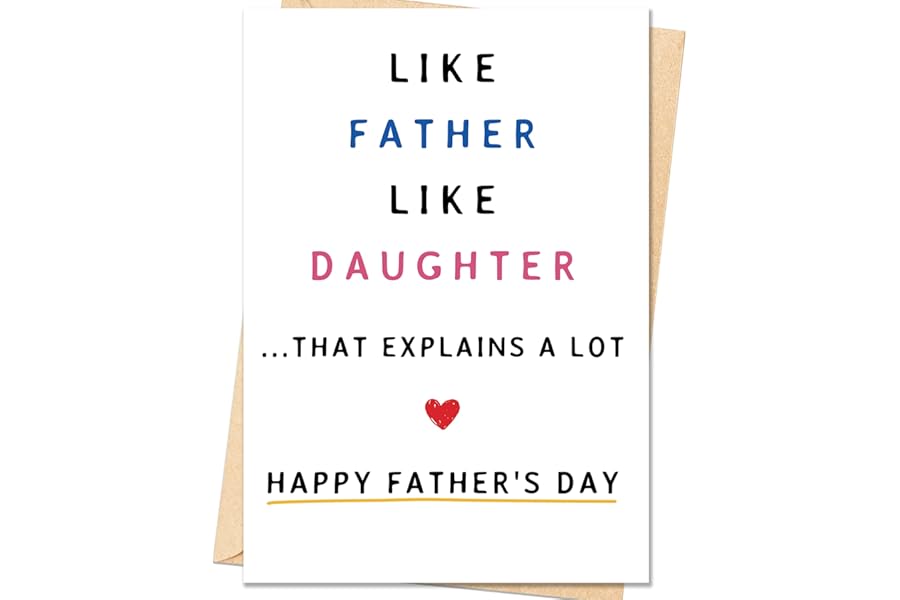 IDU Fathers Day Card,Funny Fathers Day Cards Gifts Decorations for Dad from Daughter,Happy Father's Day Cards Gifts Ideas with Envelope,Cute Humor Like Father Like Daughter Card