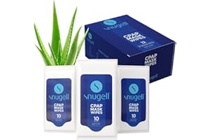 Snugell Unscented Travel CPAP Mask Wipes – 12 Packs 10 Sheets Each – 100% Soft Cotton – Skin-Safe with Aloe Vera – Lint and Alcohol Free– Perfect On-the-Go Cleaning & Sanitizing CPAP Masks and Devices