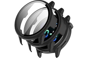 MSVUEIOE [2-Pack] Case with Tempered Glass Screen Protector Compatible with Garmin Vivoactive 6, Bumper Full Coverage Protective Hard Dull-Polish PC Cases Face Cover for Vivoactive 6