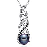 VONALA Black Pearl Necklace 925 Sterling Silver Phoenix Pendant Jewelry for Women
