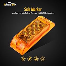 Partsam 2Pcs 6" Amber 13 LED Reflective Rectangle