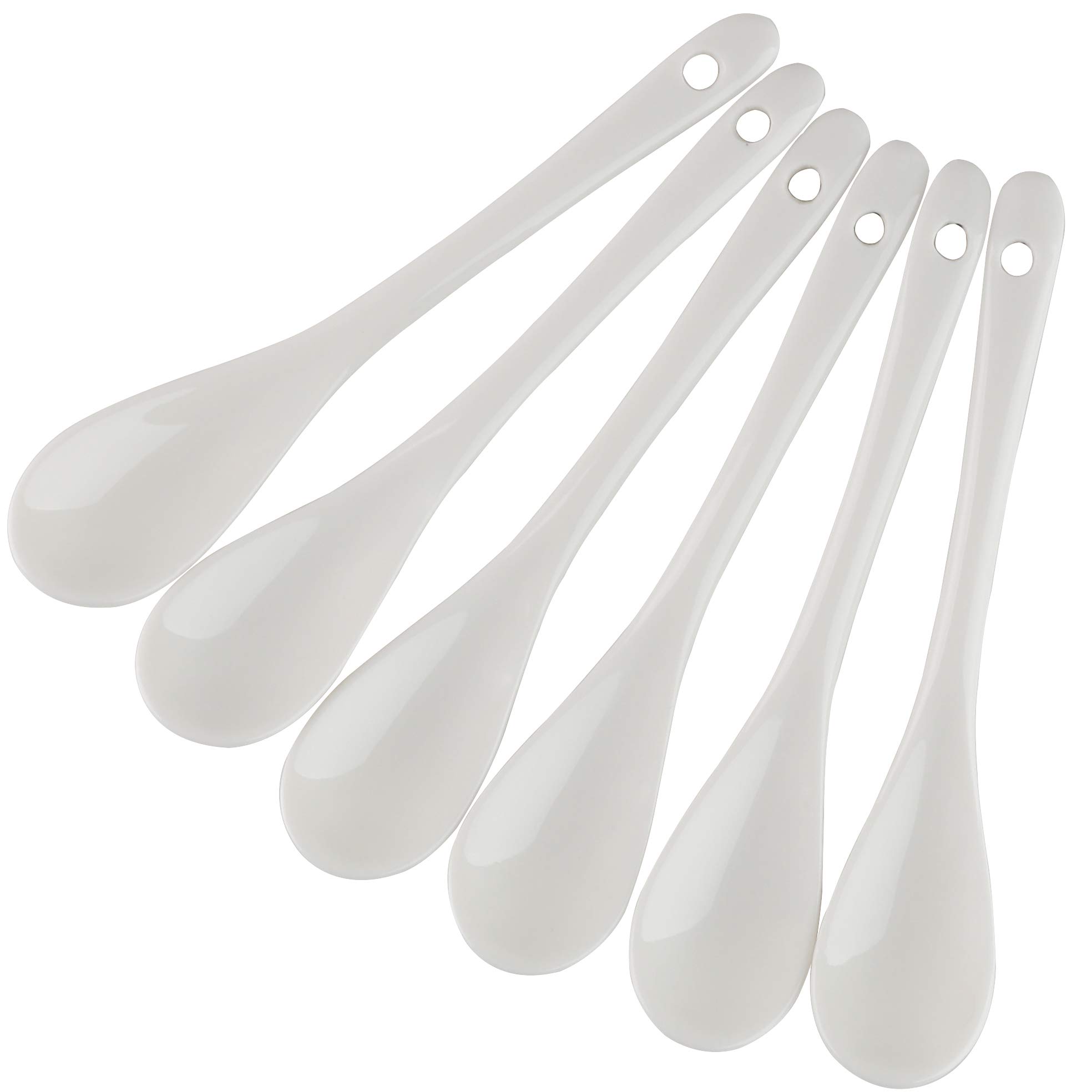 Porcelain Egg Spoons for Soft-Boiled Eggs Coffee Tea Desserts - Ceramic Spoon Set of 6