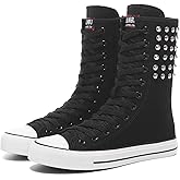 Womens High Top Canvas Sneakers Lace up Fashion Casual Shoes for Girls