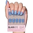 Glamnetic Press On Nails - Cashmere Blue | Opaque Soft Pale Blue Short Squoval False Nails, Reusable Stick On Fake Nails with Glue | Salon Quality | 15 Sizes - 30 Nail Kit